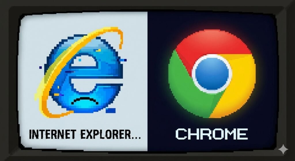 Internet explorer and Google Chrome collage