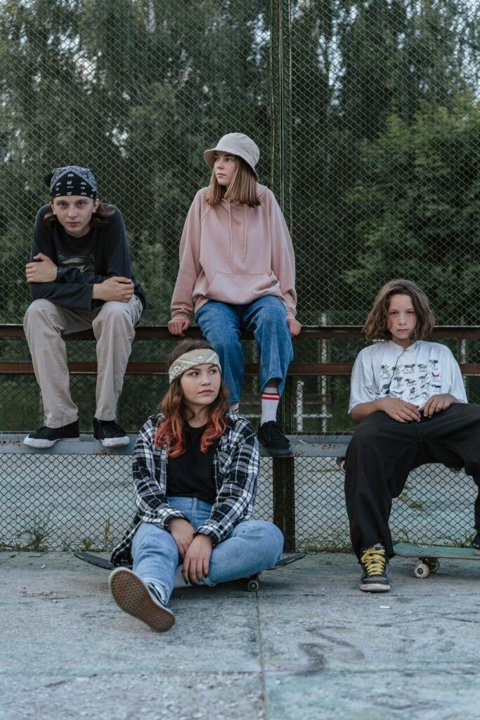 Friends Sitting at the Skatepark