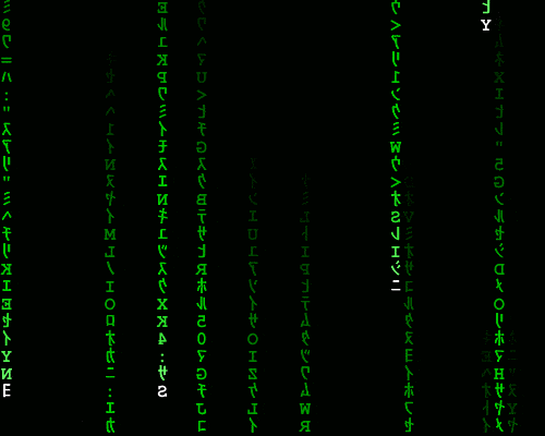 Animated interpretation of digital rain (or “Matrix code“