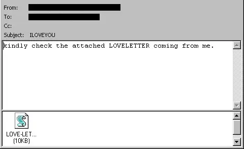 The First Computer Virus: A Wild Ride Through 50+ Years of Digital Pandemics 4 Image of email that contains the iloveyou virus