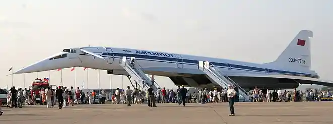 Image of The Tupolev Tu-144 a Soviet supersonic passenger airliner
