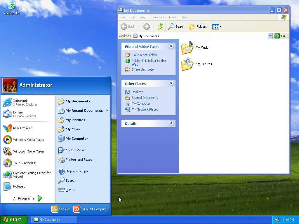 Windows XP desktop UI