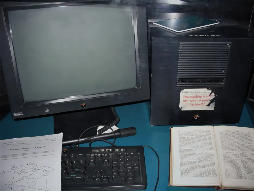What Was the First Website Ever Created? 1 NeXT workstation (NeXTcube and monitor) used by Tim Berners-Lee at CERN as the first Web server on the World Wide Web.