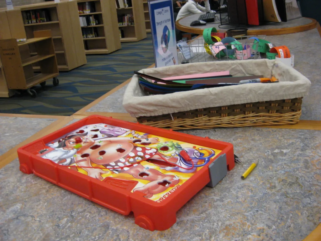 Photo of the Operation boardgame in the college library