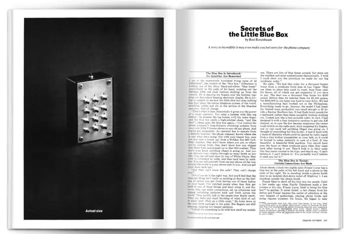 image of Secrets of the Little Blue Box, Ron Rosenbaum, Esquire Magazine (October 1971)