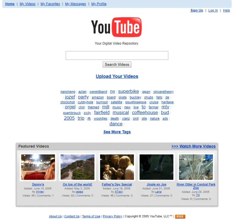 YouTube Turns 21: From a Valentine's Day Garage Project to the World's Video Giant 5 Screenshot of early youtube homepage 2005