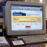 AltaVista search engine on a 1990s computer
